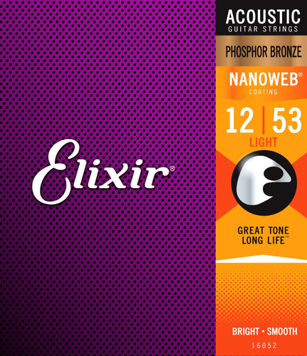 Cuerdas Elixir 16052 Nanoweb Guitarra Acustica 12/53 