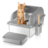 Caja De Arena Para Gatos De Acero Inoxidable, Bandeja De Are