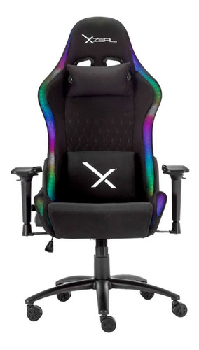 Silla De Escritorio Xzeal Rgb Xz15 Gamer Ergonómica  Negra Con Tapizado De Tela