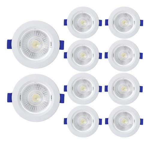 Kit 10 Spots Blumenau De Led 3w Embutir Redondo Direcionável