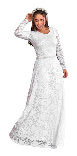 Vestido De Noiva Simples Elegante Casamento Civil Renda