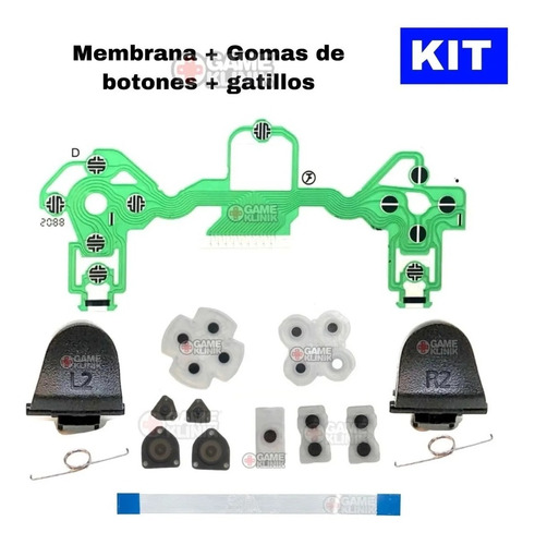 Kit Ps4 Control Membrana Flex + Gomas Botones + Gatillos +14