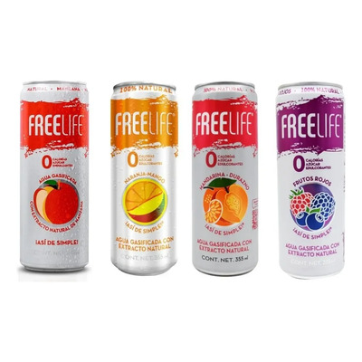 Agua Mineral Freelife Cero Azucar 4 Sabores 24 Pack 355 Ml | MercadoLibre