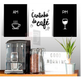 Kit 3 Quadros 20x28 Mdf Placas Decorativas Cantinho Do Café