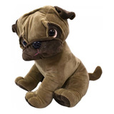 Cachorro De Pelúcia Pug Marrom Sentado 14 Cm Antialérgico