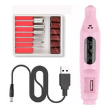 Kit Pulidor De Uñas Electrico Pedicura Acrílico Manicure Color Rosa