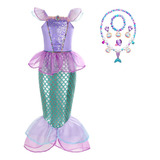 Disfraz De Sirenita Para Niñas Vestido Princesa Ariel Fi [u]