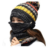 Conjunto De Máscara De Gorro De Tricô Quente Para Inverno