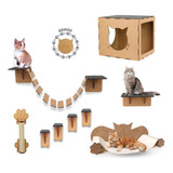 Circuito Para Gatos De Parede Kit Com 9 Pçs Arranhador Nicho