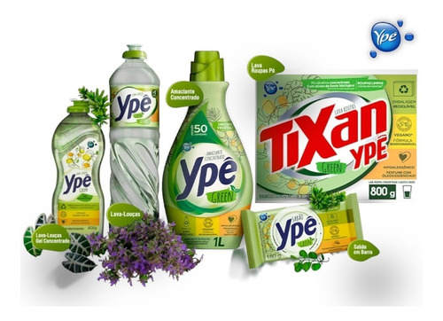 Kit Linha Completa Sabão Detergente Gel  Vegano Ypê Green  