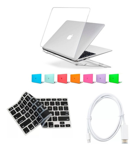 Kit Case Capa Macbook Pro Air + Pel Teclado + Adaptador Hdmi