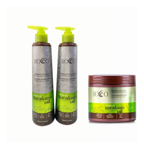 Kit Shampoo+ Acondicionado + Crema Rocco Macadamia Oil 500ml