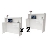 Combo Mueble Escritorio Recepcion X2 Oficina Moderno Blanco