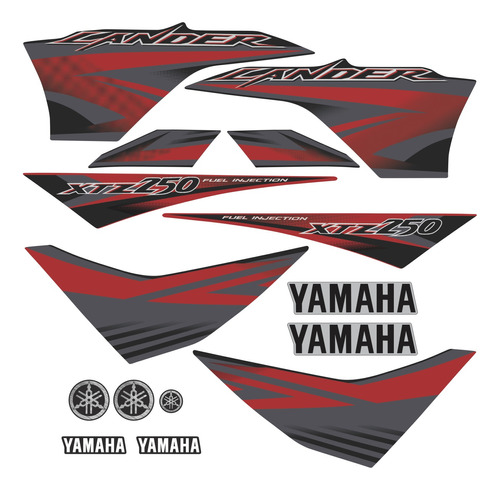 Kit Adesivos Yamaha Lander 250 2012 Vermelha 10363