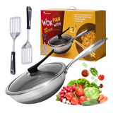 Sizzle Master Wok De Acero Inoxidable Y Sarten Antiadherente