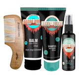 Kit Barba Com Shampoo 100ml, Óleo 60ml, Balm 100ml E Pente