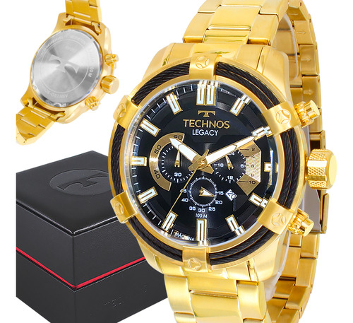 Relógio Technos Masculino Dourado Prova D'água Top Original