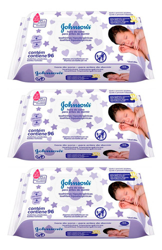 Johnson's Baby X3 Toallitas Húmedas Antes De Dormir 96u 3c