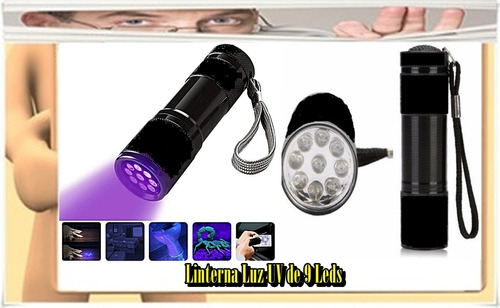 Linterna Uv 9 Leds Detector Billetes Uso Forrense X 2 Unid.