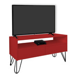 Rack Tv Bancada Pé Hairpin Legs Industrial Vermelho Laca