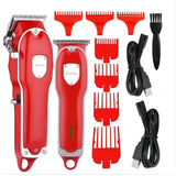 Maquina De Cabelo Kemei 3911+ Maquina De Acabamento Cor Vermelho 110v/220v