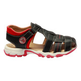 Sandalias Niños Casuales Huaraches Tiago Negro/rojo Fareli