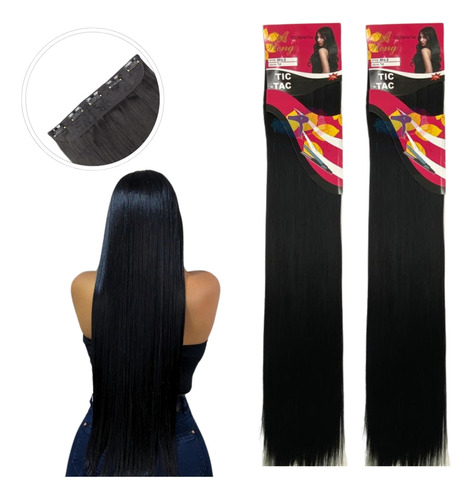 2 Cabelo Aplique Tic Tac Fibra Orgânica Weng 140 Gramas 70cm