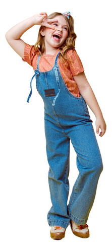 Macacão Jardineira Jeans Infantil Juvenil Moda Blogueirinha