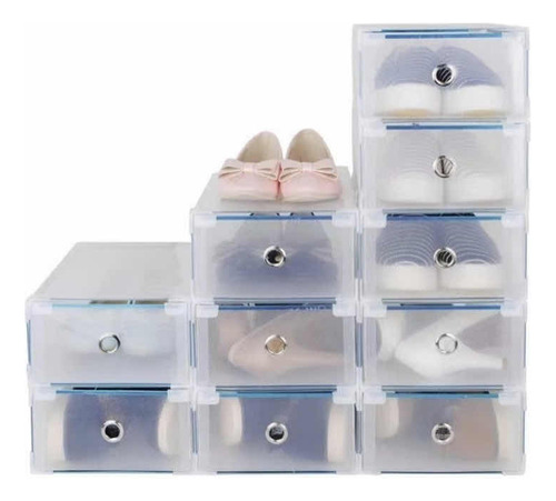 Set 10 Organizadores Zapatos Cajas Apilables Zapateras