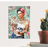 Vinilo Decorativo 60x90cm Frida Kahlo Pop Art Gato Egipcio