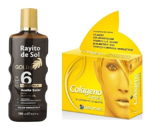 Rayito De Sol Aceite Bronceador Spray Gold 6 + Colageno 