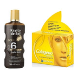 Rayito De Sol Aceite Bronceador Spray Gold 6 + Colageno 