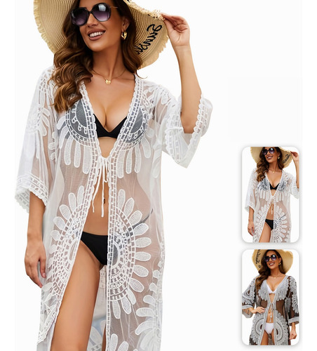 2pz Mujer Vestido Playa Cubre Bikini Pareos Playeros + Gafa