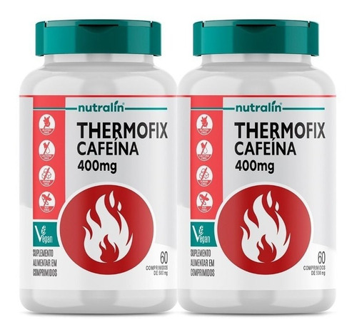 Kit 2 Thermofix Termogênico Cafeína Energia Vegan Nutralin