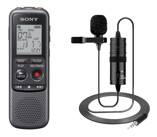 Kit Gravador De Voz Sony Icd Px240 Com Microfone Lapela