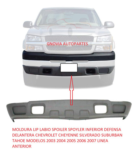 Lip Inferior Defensa Silverado Cheyenne 2003 A 2006