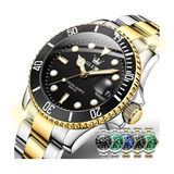 Reloj De Cuarzo Olevs Luminous Gold Black Green Water Ghost Color Del Fondo Gold&black