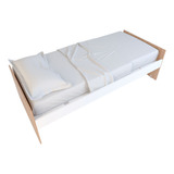 Cama 1 Plaza Niños 80x190cm Melamina Blanco / Olmo Dormitorio Marinera Simple Ballsellings