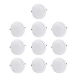 Pack 10 Foco Panel Plafon Led Embutido Redondo 12w Calida