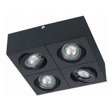 Aplique Plafon Techo Negro Blanco Con 4 Dicroica Led 7w