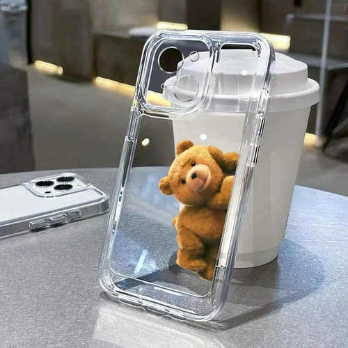 Funda De Teléfono Transparente Con Forma De Oso Divertido De