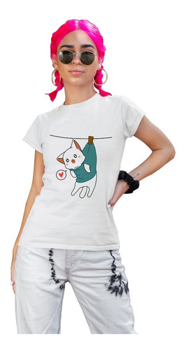 Camiseta De Mujer Dibujos De Gatos Estampadas Cleen Alexer