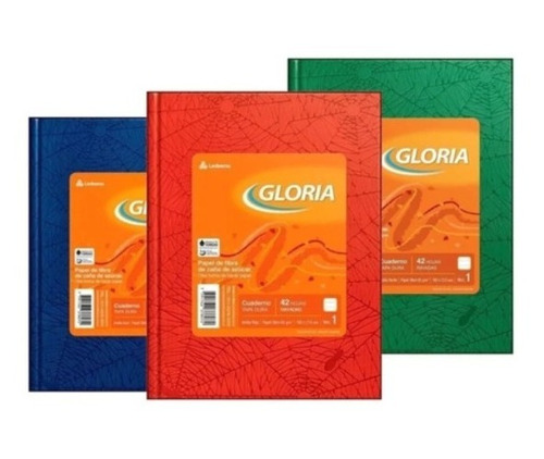 Cuaderno Tapa Dura 42hs Rayado Gloria Escolar Araña Pack X10