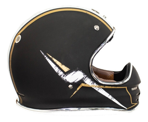 Casco Torc Retro T3 Cara Completa Rock Star Negro