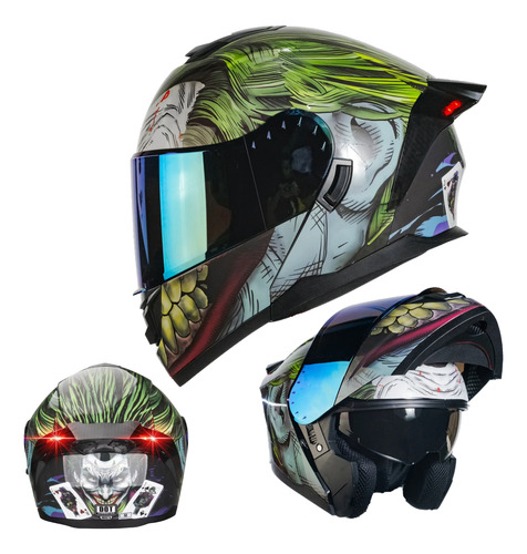 Casco Moto Kov Zero The Joker Luz Led Abatible Dot