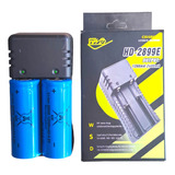 Cargador Doble Bateria Recargable 18650 / 26650 + 2 Batería.