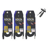 3 Cabos Santo Ângelo Microfone Ninja Hg 25ft 7,62m P10/xlrf