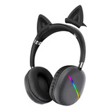 Audífonos Diadema Bluetooth Fm Micro Orejas De Gato Y Luces