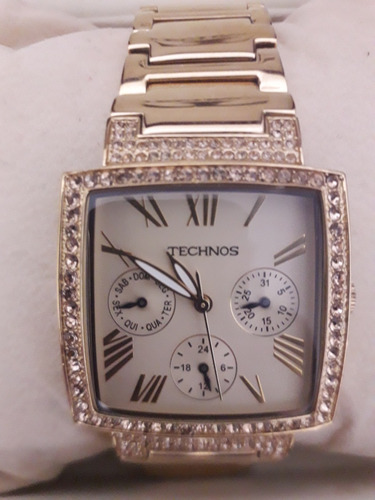 Relógio Multifuncional Technos Feminino - Quadrada - Dourado
