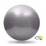 Bola Suíça De Pilates Yoga Exercício Cinza De 65cm + Bomba